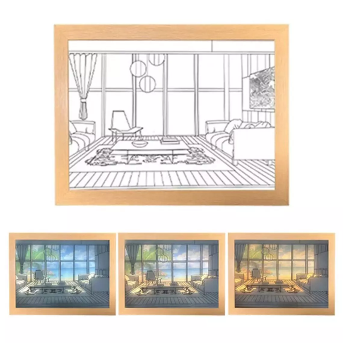 إطار صور متوهج LED مع إضاءة قابلة للتعديل وفن الظل - 17 × 22 × 5 سم