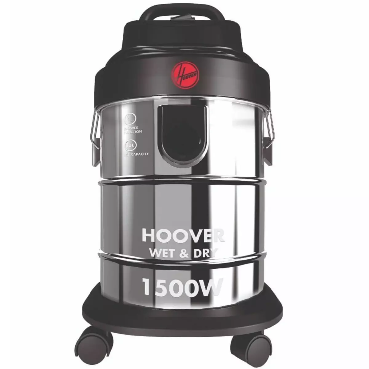 مكنسة كهربائية هوفر أسطوانية 1500 واط 18 لتر، ستانلس ستيل/أسود