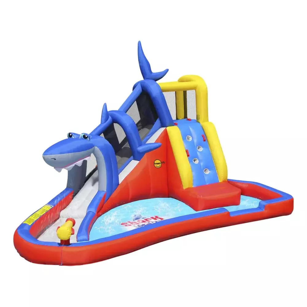 نطاطة كهف القرش قابلة للنفخ مع منفاخ كهربائي من هابي هـوب