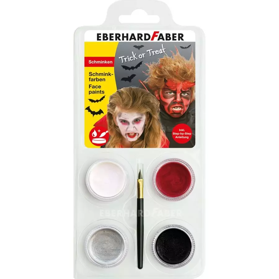 Face paints set devil dracula with 4 colors 1 brush