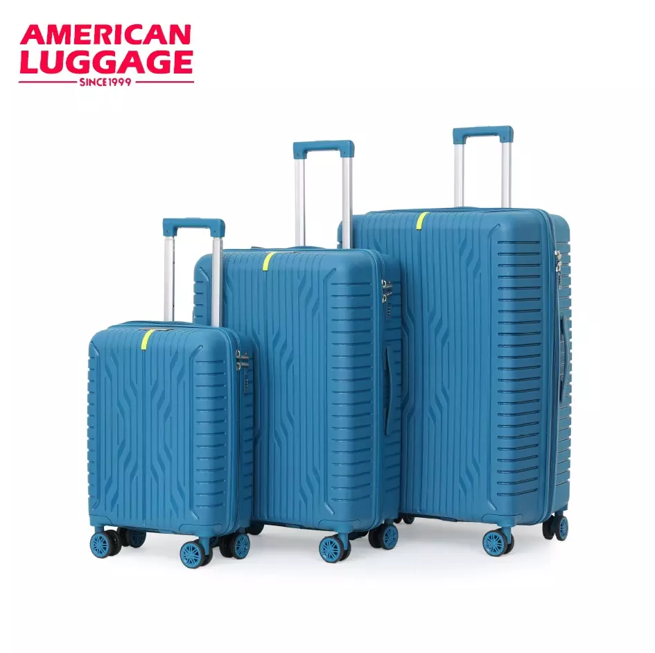 American Luggage Rubber Unbreakable Travel Set of 3 Pcs (20"-26"-30") - Blue