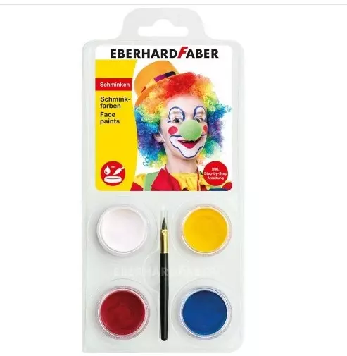 Face paints set clown with 4 colors 1 brush