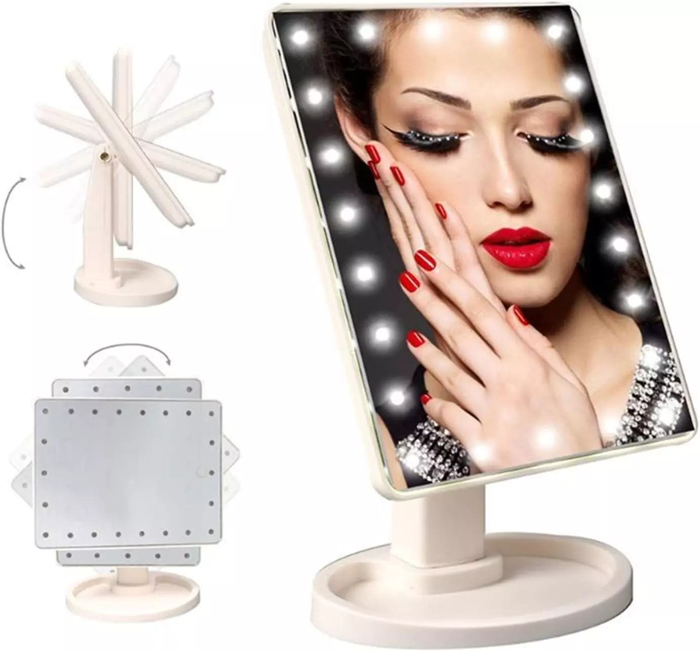 Makeup Led Mirror with Smart Touch Screen & 360 Rotating