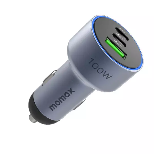Momax Car Charger 100W & 3Port - Grey
