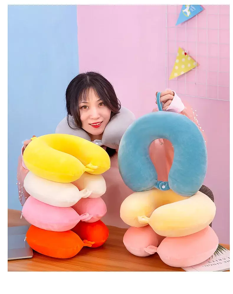 وسادة نوم مريحة تدعم الرقبة بتصميم U - ألـوان مــتنوعة